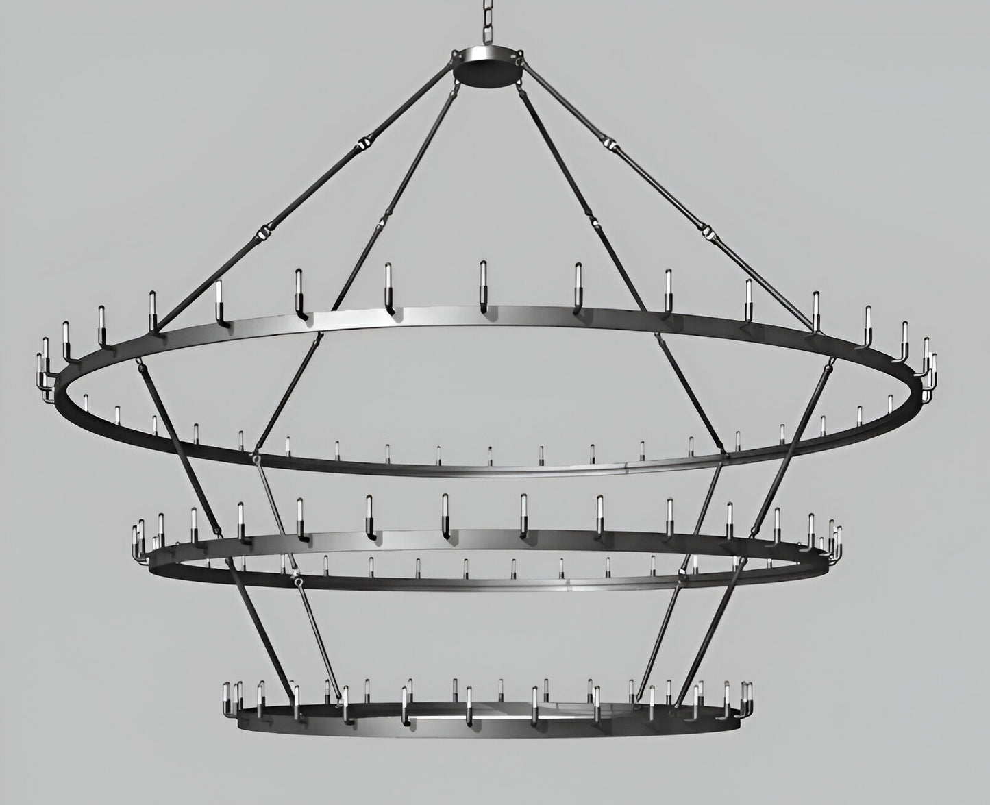 Wrought Iron Vintage Barn Metal Castile Three Tier Chandelier Chandeliers Industrial Loft Rustic Lighting W86" 