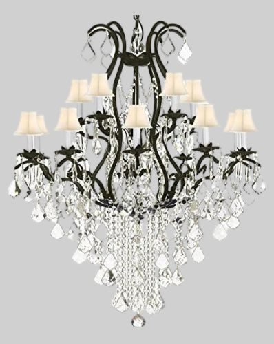 Wrought Iron Chandelier Crystal Chandeliers Lighting Empress Crystal (Tm) With White Shades Great For Dining Room Entryway / Foyer Or Living Room