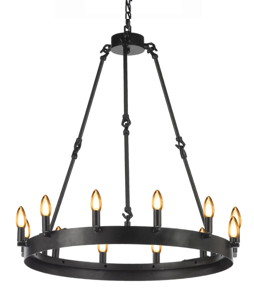 Wrought Iron Vintage Barn Metal Castile One Tier Chandelier Chandeliers Industrial Loft Rustic Lighting