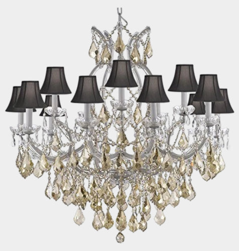 Maria Theresa Chandelier Crystal Lighting W/ Golden Teak Crystal With Black Shades