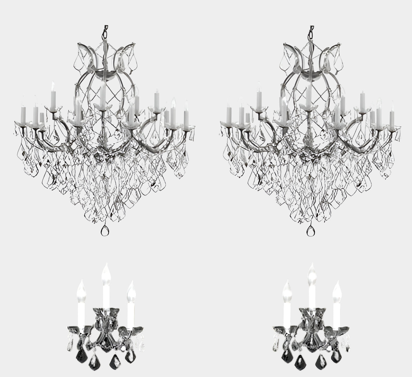 Set Of 4 - 2 Maria Theresa Chandelier Crystal Lighting And 2 Wall Sconce Crystal Lighting Trimmed With Spectra (Tm) Crystal - Reliable Crystal Quality By Swarovski