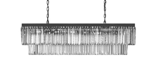 Retro Palladium Glass Fringe Rectangular Chandelier Chandeliers Lighting 47'' Wide