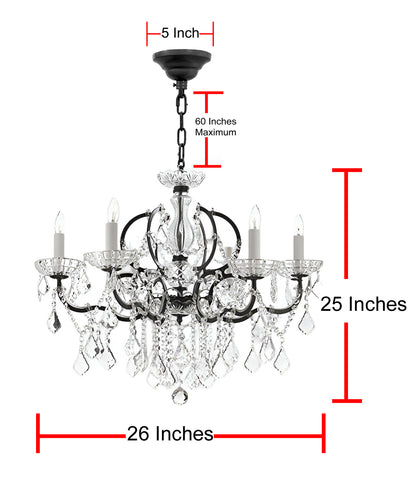 Nineteenth C. Baroque Iron & Crystal Chandelier Lighting Dressed With Empress Crystal (Tm) H 25" X W 26"