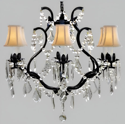 Swarovski Crystal Trimmed Chandelier Wrought Iron Crystal Chandelier Lighting