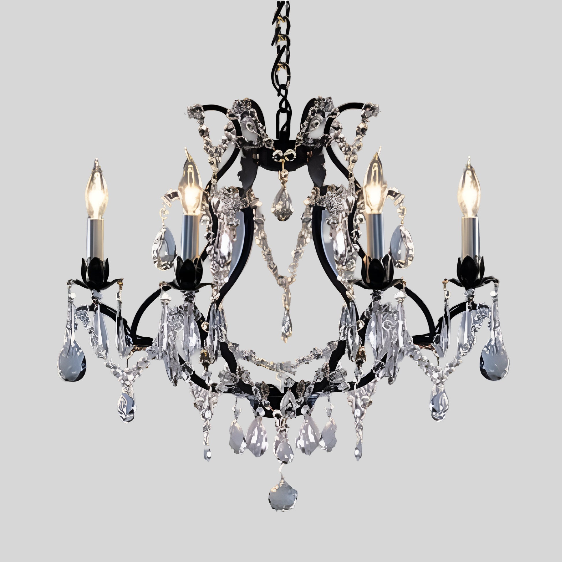 Swarovski Crystal Trimmed Chandelier Wrought Iron Crystal Chandelier