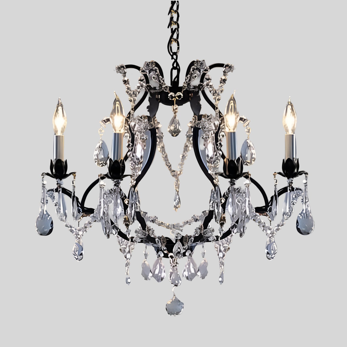 Black wrought iron and crystal chandelier modern farmhouse chandeliers