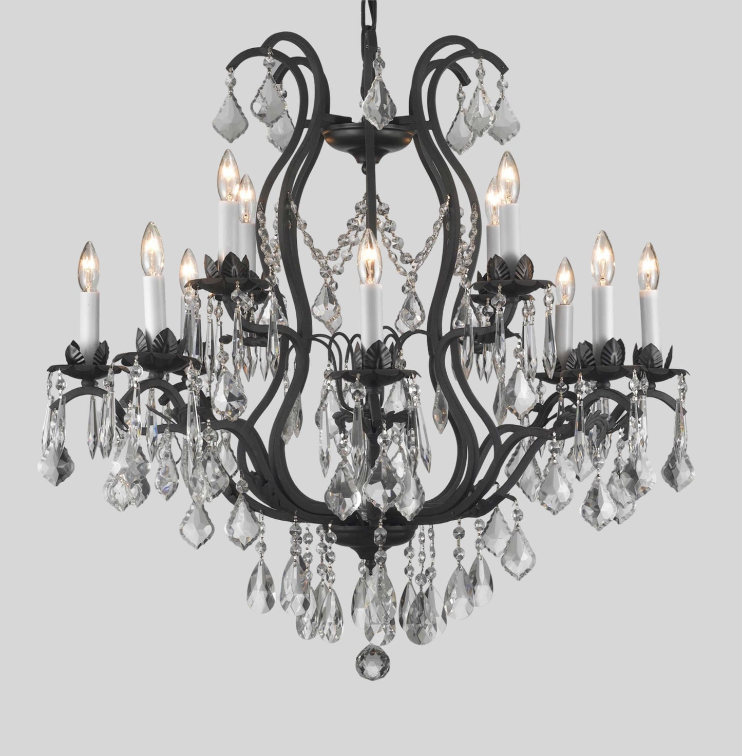 Wrought Iron Chandelier Lighting Dressed With Swarovski Crystal