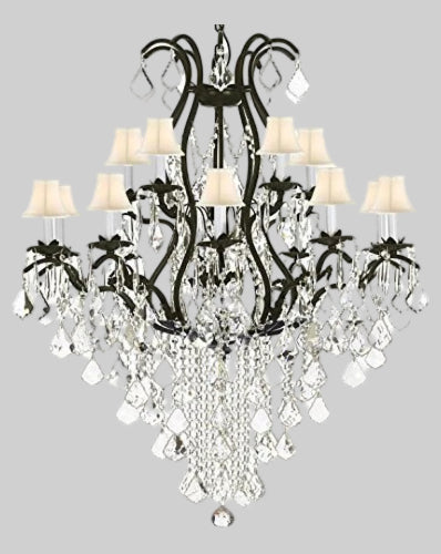 Wrought Iron Chandelier Crystal Chandeliers Lighting Empress Crystal (Tm)&nbsp; With White Shades Great For Dining Room Entryway / Foyer Or Living Room