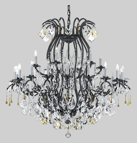 Wrought Iron Crystal Chandelier Lighting Chandeliers Dressed With Amber Crystals Perfect For An Entryway Or Foyer