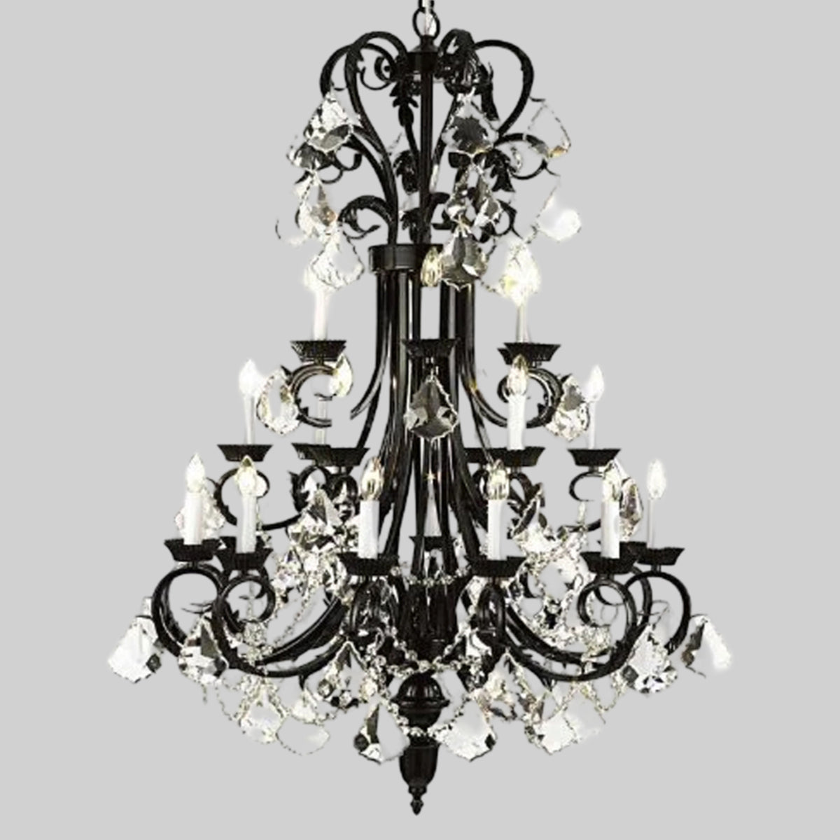 Wrought Iron Crystal Chandelier Tall With Crystal Trimmed With Spectra (Tm) Crystal&nbsp; Reliable Crystal Quality By Swarovski&nbsp;