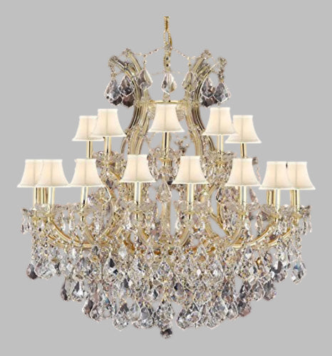 Maria Theresa Empress Crystal(Tm) Chandelier Lighting With White Shades H 36" W 36" - 199903603A