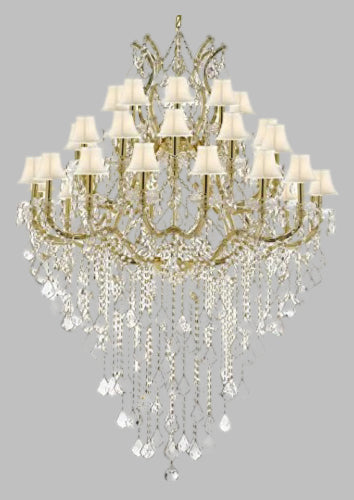 Maria Theresa Crystal Chandelier Lighting With White Shades Perfect For An Entryway Or Foyer