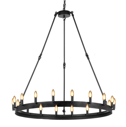 Infuse your living space with a touch of rustic charm and timeless elegance using the Wrought Iron Vintage Barn Metal Castile One Tier Chandelier. With its captivating design and generous dimensions of W38" x H40", this chandelier is a striking addition to industrial loft and rustic-themed interiors.