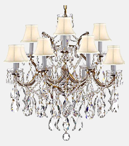 Swarovski Crystal Trimmed Maria Theresa Chandelier Lights Fixture Pendant Ceiling Lamp Dressed with Large, Luxe Crystals! Good for Dining Room, Foyer, Entryway, Family Room, Bedroom, Living Room and More!