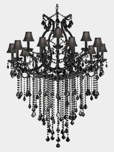 Jet Black Chandelier Crystal Lighting Chandeliers With Black Shades 