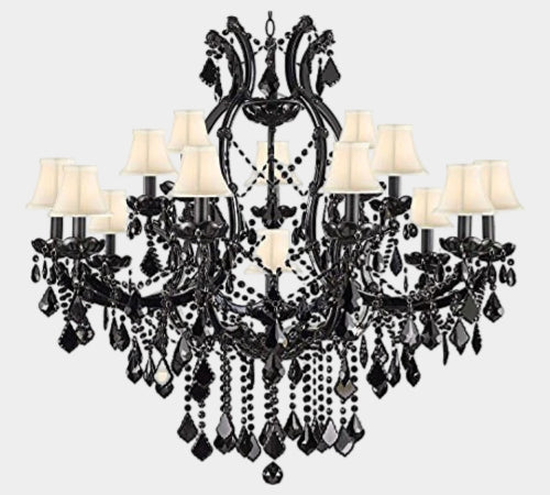 Jet Black Chandelier Crystal Lighting Empress Crystal (Tm) Chandeliers With White Shades