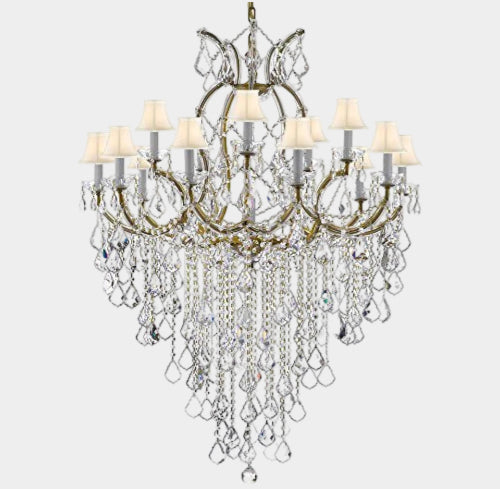 Maria Theresa Chandelier Empress Crystal (Tm) Lighting Chandeliers With White Shades Great For Large Foyer / Entryway