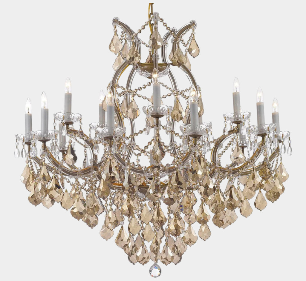 Maria Theresa Chandelier Crystal Lighting With / Golden Teak Crystal Good For Dining Room Entryway Living Room