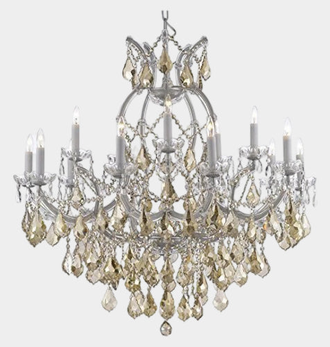 Maria Theresa Chandelier Crystal Lighting W/ Golden Teak Crystal