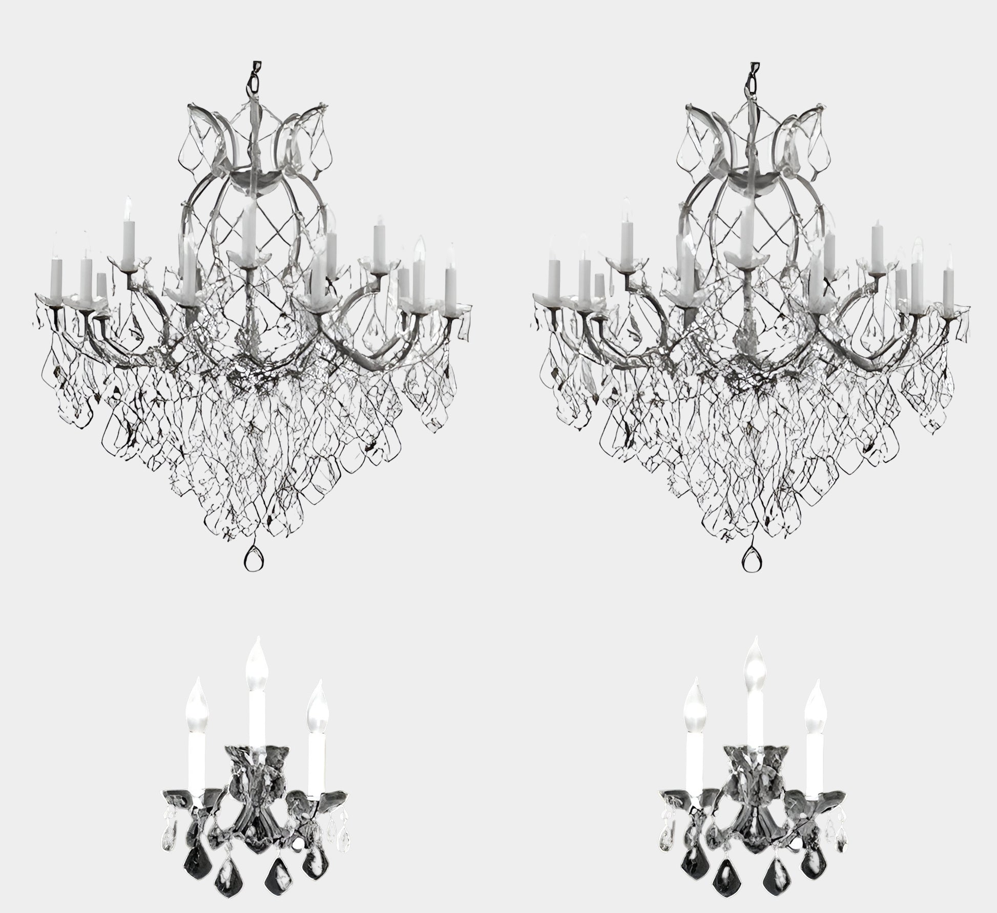 Set Of 4 - 2 Maria Theresa Chandelier Crystal Lighting And 2 Wall Sconce Crystal Lighting&nbsp; Trimmed With Spectra (Tm) Crystal - Reliable Crystal Quality By Swarovski