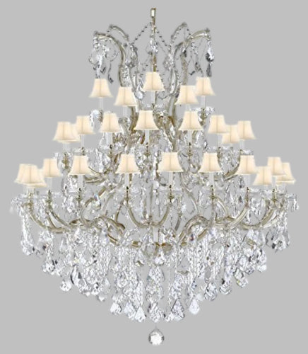 Large Foyer / Entryway Maria Theresa Empress Crystal (Tm) Chandelier Lighting W/White Shade