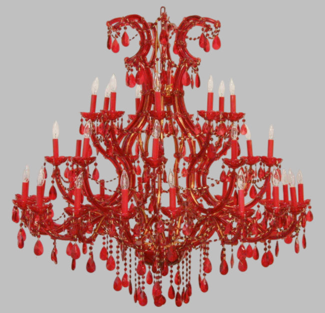 Large Foyer / Entryway RUBY RED CRYSTAL CHANDELIER.