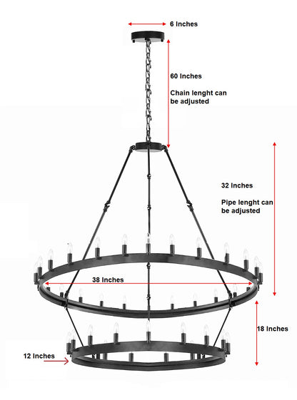 Elegant Wrought Iron Vintage Barn Metal Castile Chandeliers for Industrial Loft and Rustic Lighting - 199603001