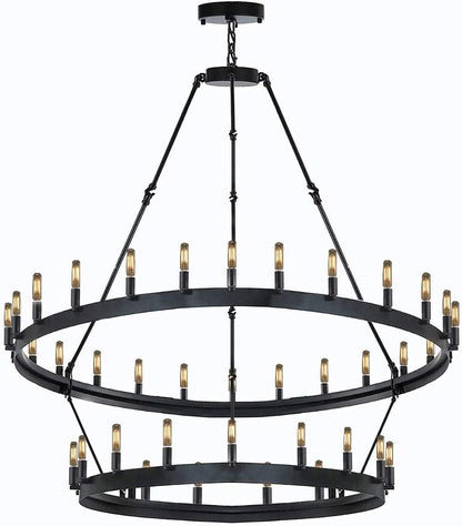 Elegant Wrought Iron Vintage Barn Metal Castile Chandeliers for Industrial Loft and Rustic Lighting - 199603001